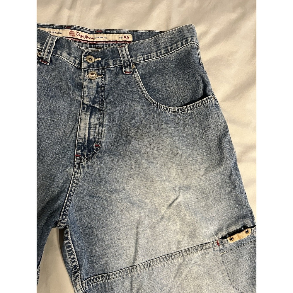 Vintage Pepe Jean Shorts Denim Carpenter Y2K Baggy Skater Blue 38 - Picture 14 of 16